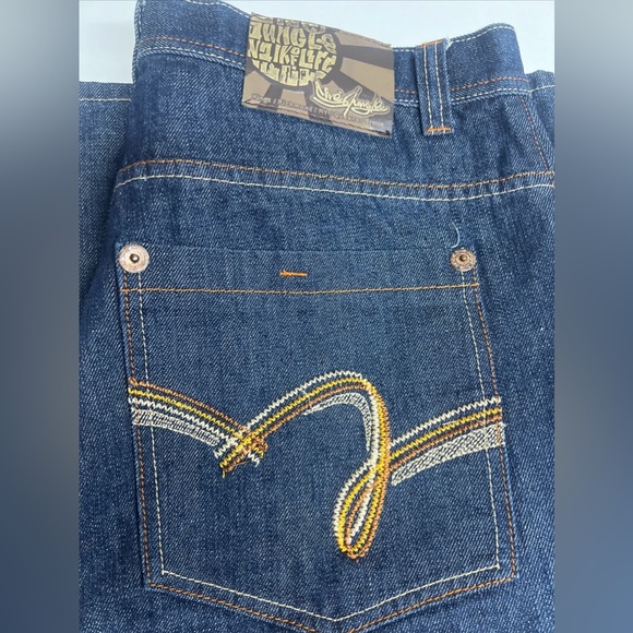 5ive Jungle Jean Shorts 38 Men’s Baggy Y2K Hip Hop Embroidered Blue - Picture 5 of 7